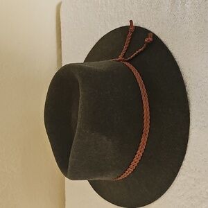 NWT Treasure & Bond Double -Braid Wool Felt Fedora Adjustable Hat Olive